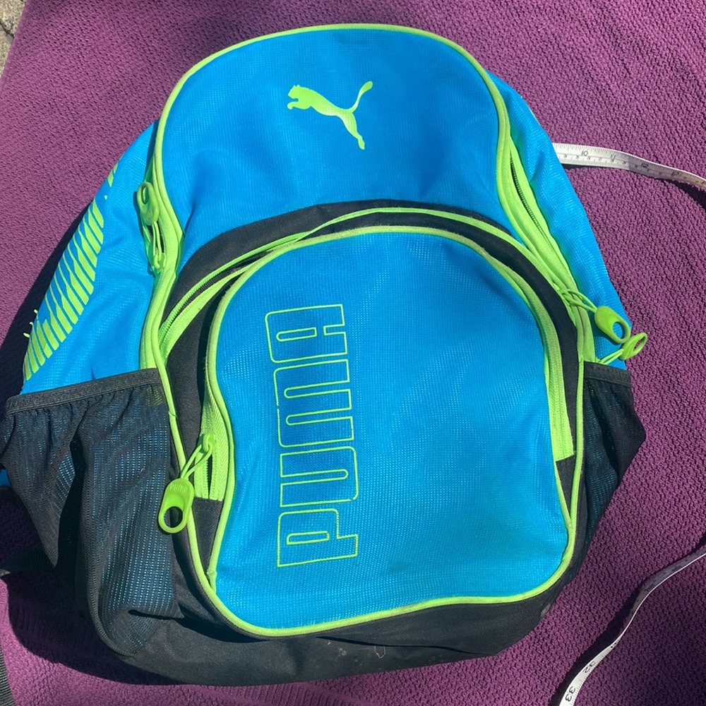 Puma Blue and Green Backpack GUC - Picture 9 of 9